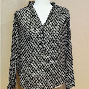H&M Black and White Geometric Blouse